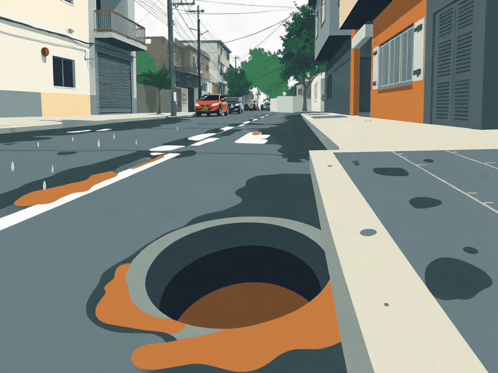En Morelia, vecinos de la Ampliación El Porvenir denuncian encharcamiento de aguas negras junto a secundaria